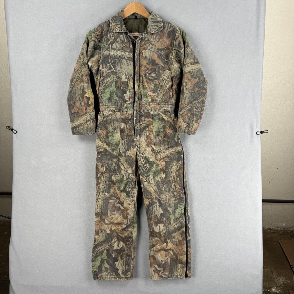 Walls Coveralls Youth Large Brown Camo Canvas Hunting Zip Advantage Timber